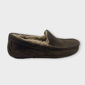 UGG Australia Mens Ascot Leather Closed Toe Slip on Slippers‎ Brown Size 8 Nice!